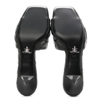 Prada Nappa Antique Metal Triangle Logo 55mm Slide Sandals 36.5 Black 6 of 9