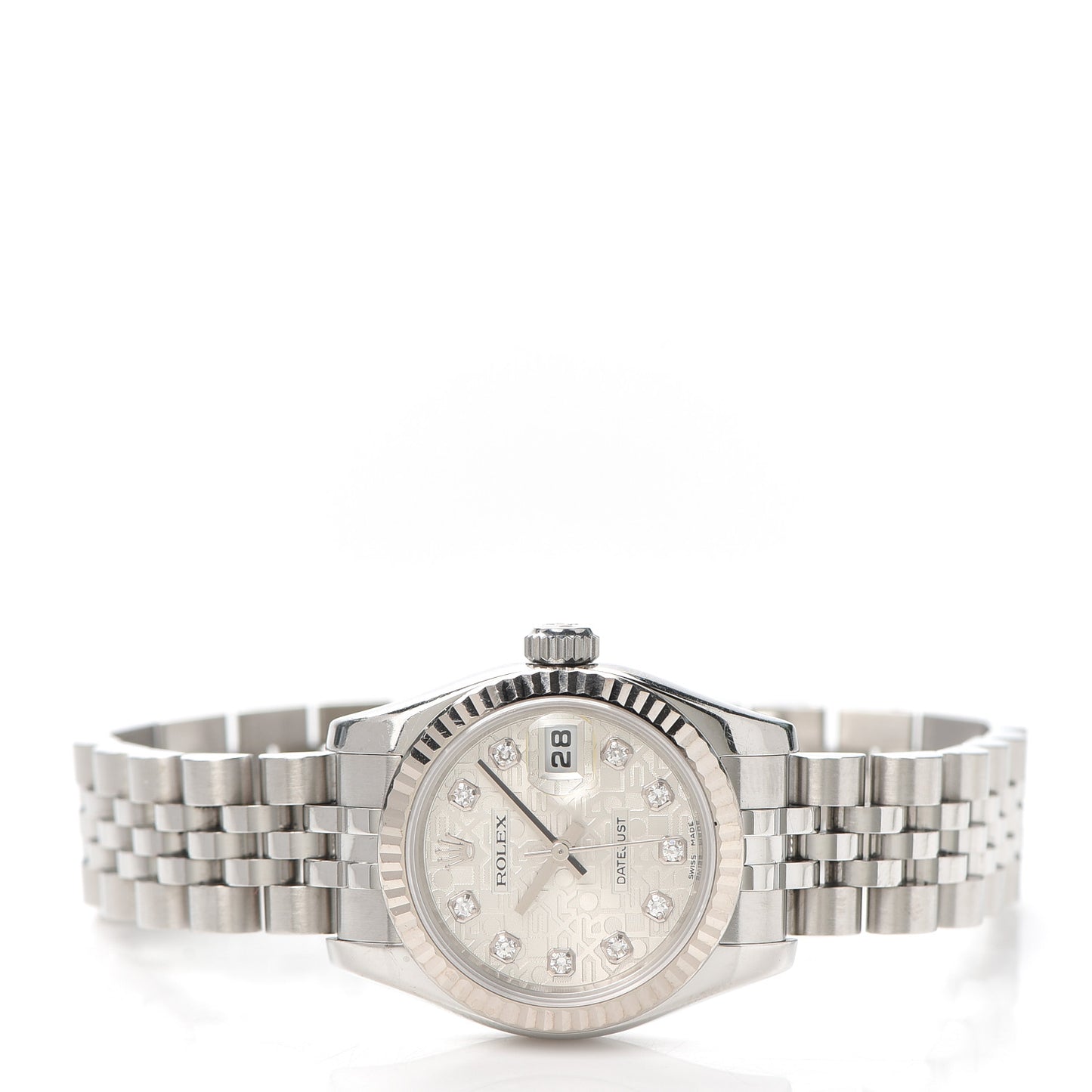 Stainless Steel 18K White Gold Diamond 26mm Oyster Perpetual Datejust Watch Silver Jubilee 179174
