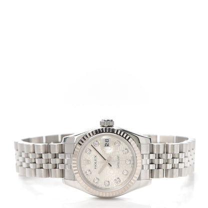 Rolex Stainless Steel 18K White Gold Diamond 26mm Oyster Perpetual Datejust Watch Silver Jubilee 179174 2 of 5