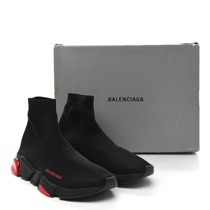 Balenciaga Neoprene Knit Mens Speed Clear Sole Sneakers 43 Black Red 8 of 8