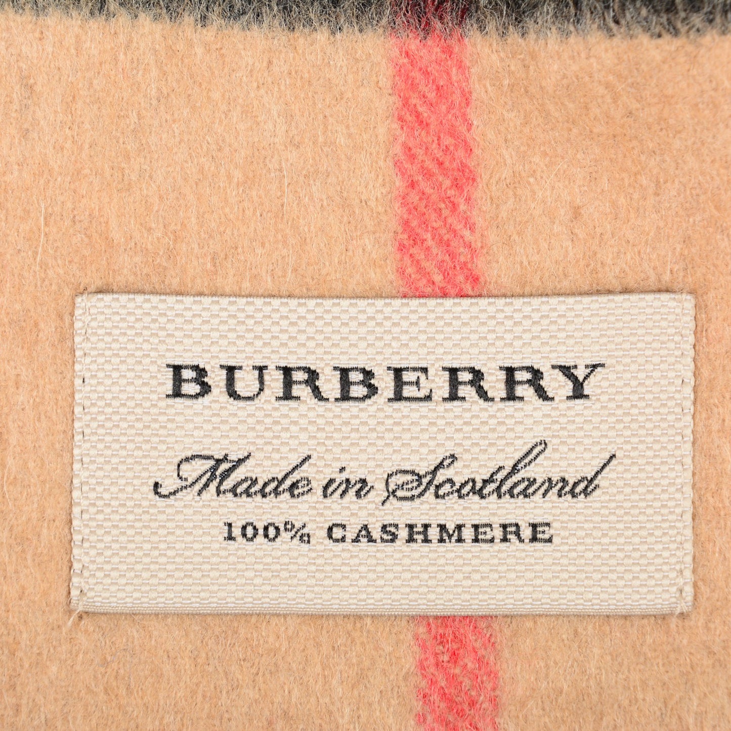 Cashmere Giant Heritage Check Fringe Scarf Camel