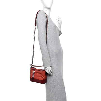 Chanel Aged Calfskin Quilted Small Gabrielle Hobo Red 2 of 12