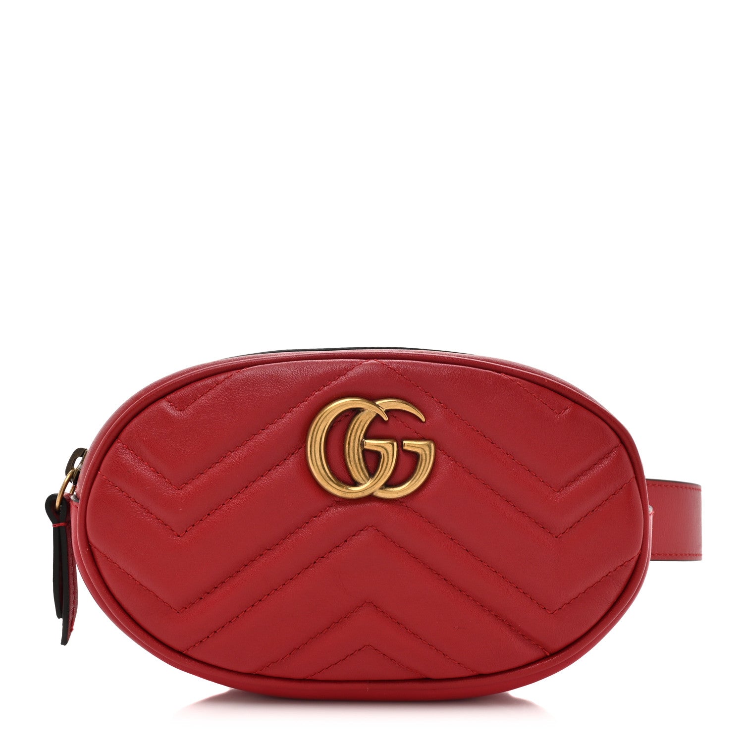 Gucci Calfskin Matelasse GG Marmont Belt Bag 85 34 Hibiscus Red 1 of 13