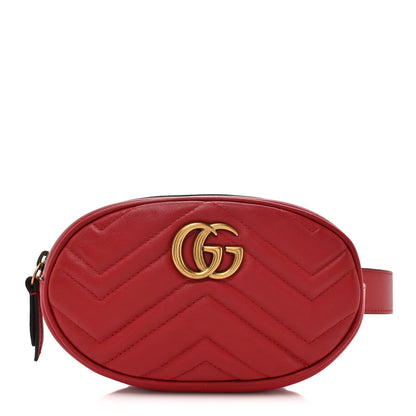 Gucci Calfskin Matelasse GG Marmont Belt Bag 85 34 Hibiscus Red 1 of 13