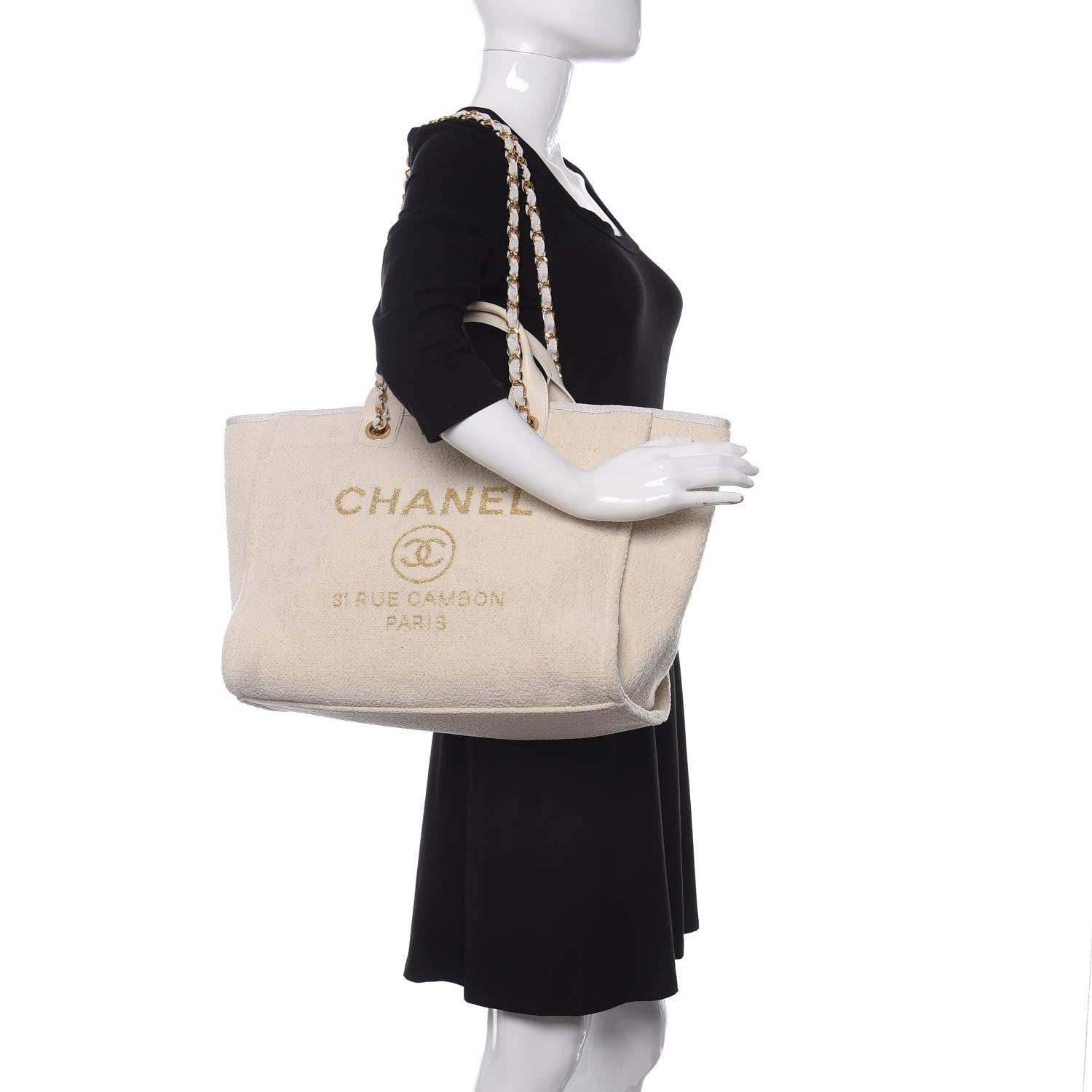 Chanel Lurex Boucle Medium Deauville Tote White 2 of 10