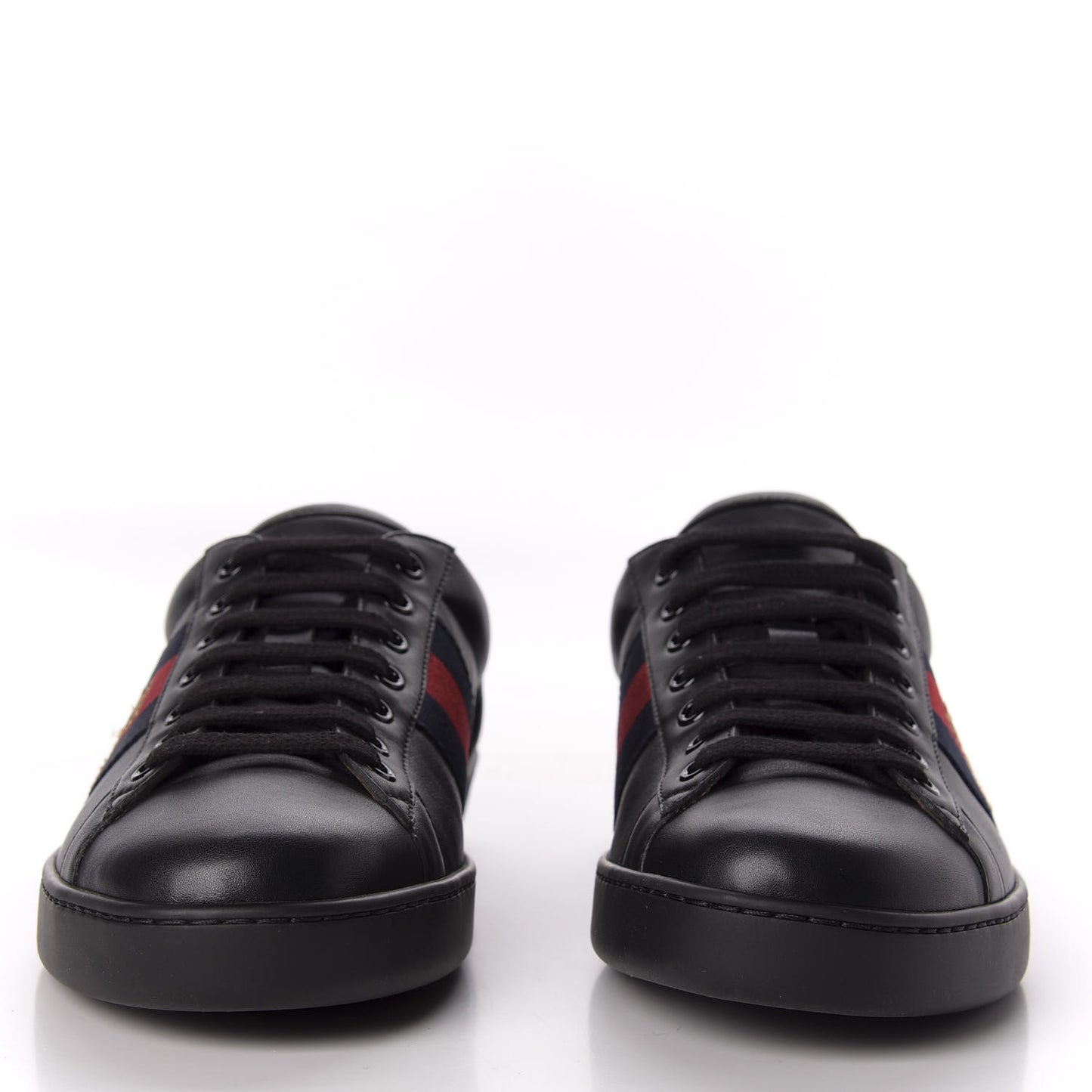 Calfskin Web Bee Embroidered Mens Ace Sneakers 8 Black
