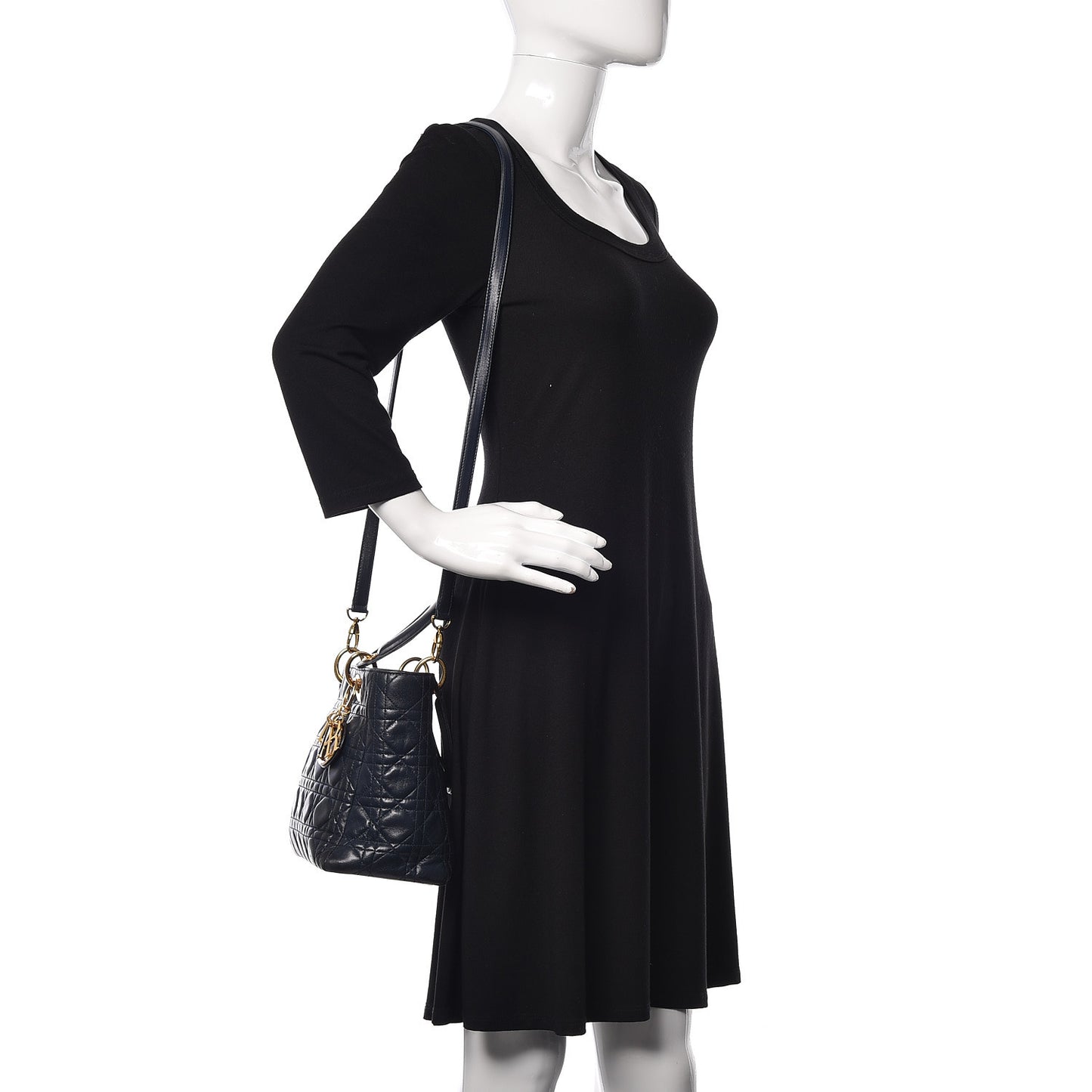 Lambskin Cannage Medium Lady Dior Indigo Blue