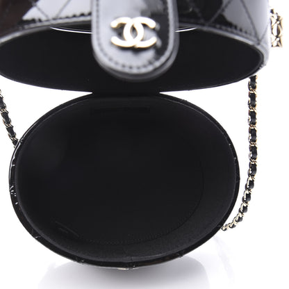 Chanel Patent Quilted Round Clutch With Chain Black 5 of 12