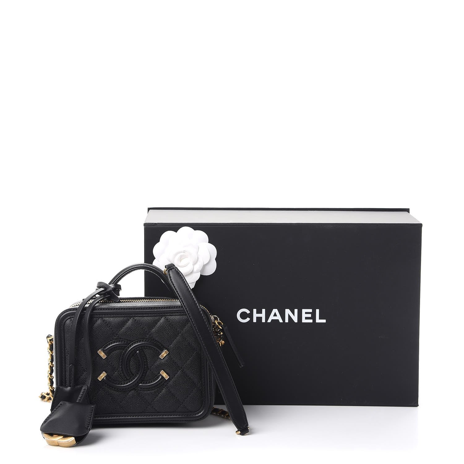 Chanel Caviar Quilted Small CC Filigree Vanity Case Black 9 of 9