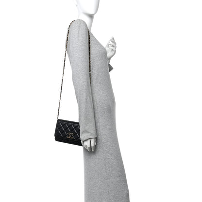 Chanel Lambskin Quilted Twisted CC Wallet On Chain WOC Black 2 of 11