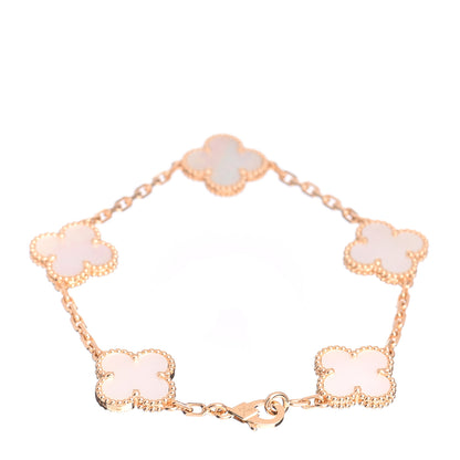 Van Cleef & Arpels 18K Yellow Gold Mother of Pearl 5 Motifs Vintage Alhambra Bracelet 3 of 5