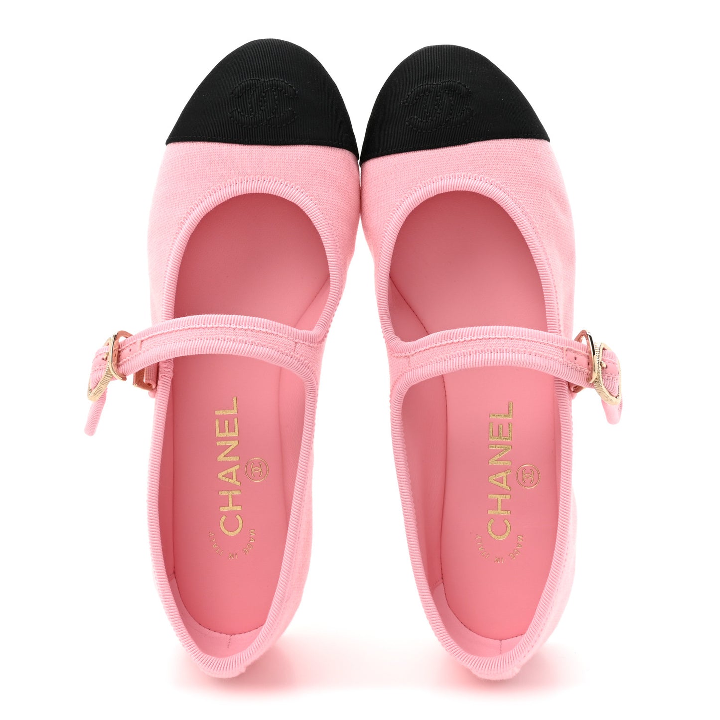 Fabric Grosgrain Mary Jane Flats 37 Light Pink Black