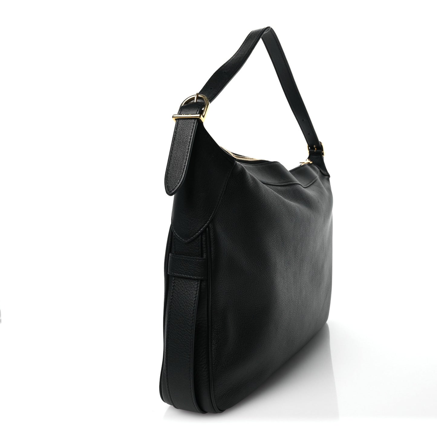 Supple Calfskin Large Romy Shoulder Bag Black
