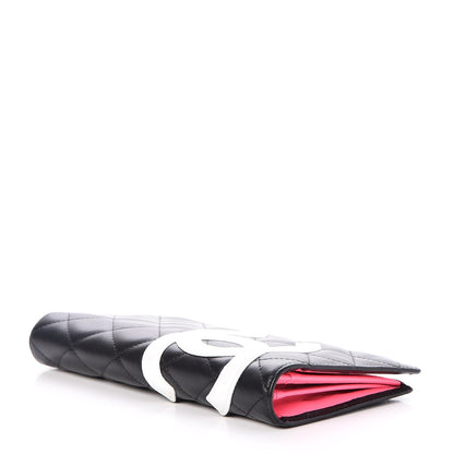 Chanel Calfskin Quilted Cambon Yen Wallet Black White 4 of 9