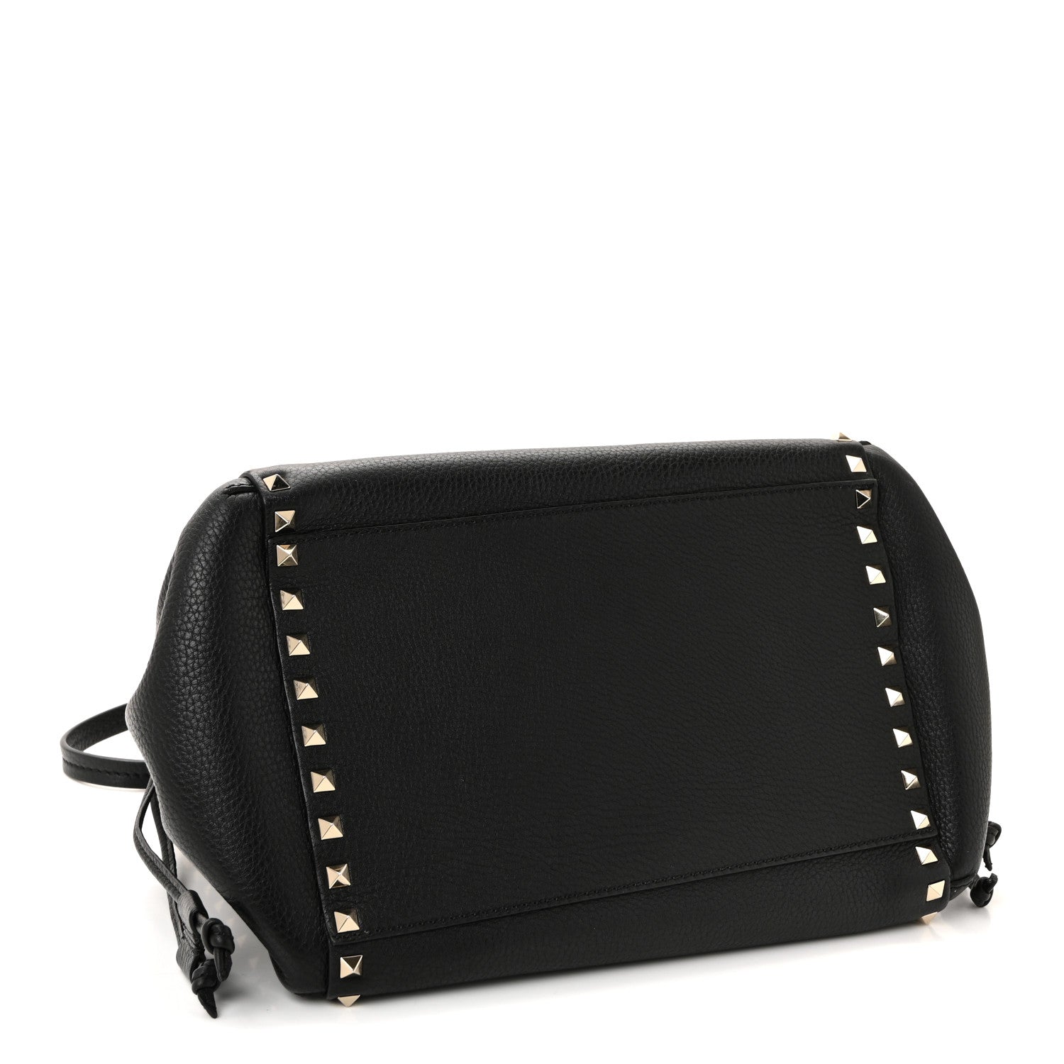 Valentino Garavani Grained Calfskin Rockstud Double Handle Cinch Tote Black 4 of 9