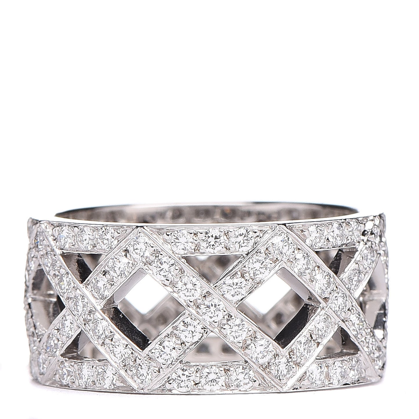 Platinum Diamond Braided Wide Band Ring 48 4.5