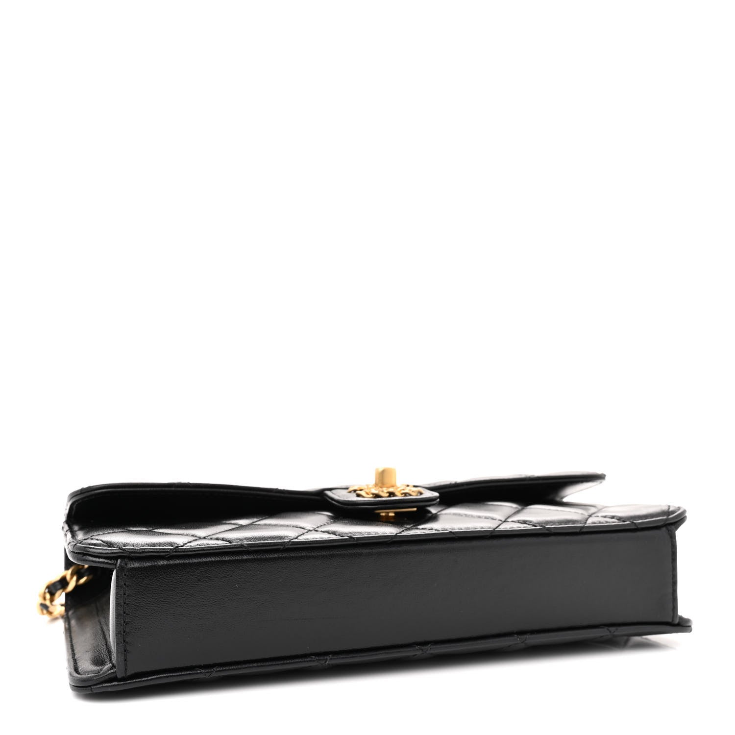 Chanel Shiny Lambskin Quilted Flap Clutch Bag Black 4 of 10