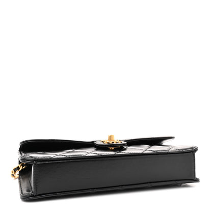 Chanel Shiny Lambskin Quilted Flap Clutch Bag Black 4 of 10