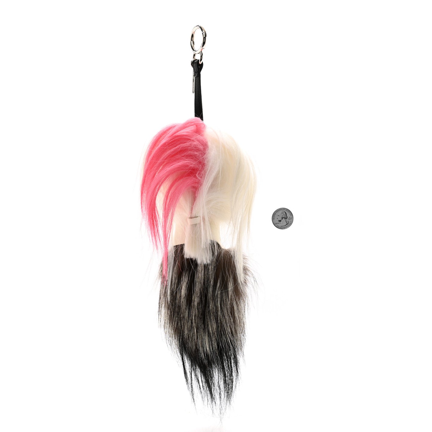 Fox Mink Goat Fur Nappa Karlito Bag Charm Black Foresta Rosso
