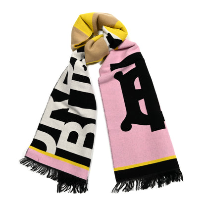 Burberry Wool Silk TB Stripe Football Scarf Canary Yellow 1 of 4
