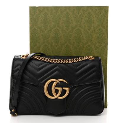 Gucci Calfskin Matelasse Medium GG Marmont Shoulder Bag Black 11 of 11