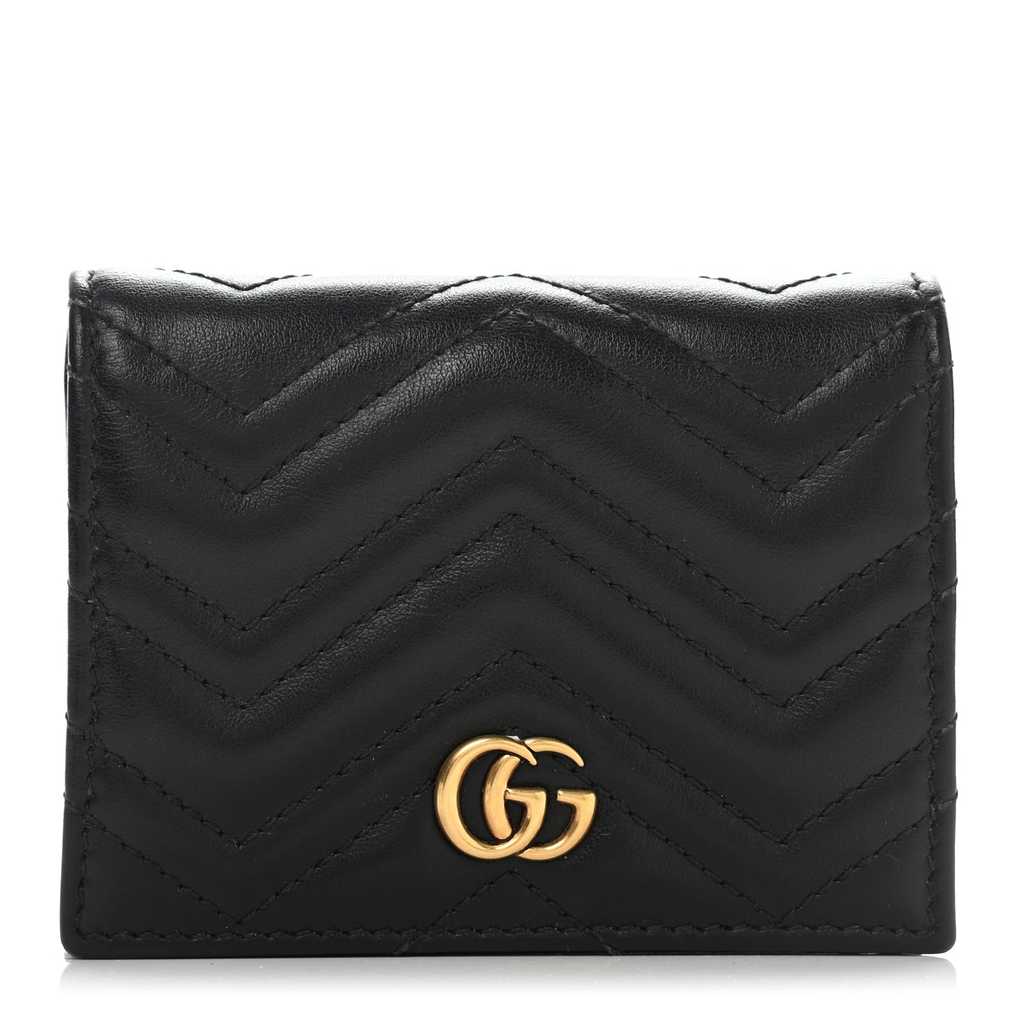 Calfskin Matelasse GG Marmont Card Case Wallet Black