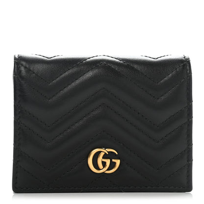 Gucci Calfskin Matelasse GG Marmont Card Case Wallet Black 1 of 9