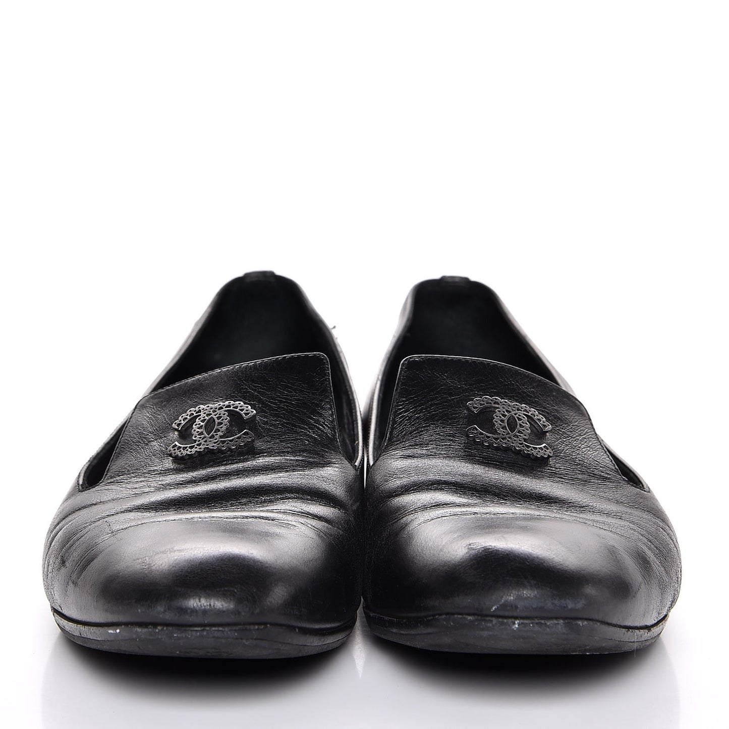Calfskin CC Chain Loafers 38 Black
