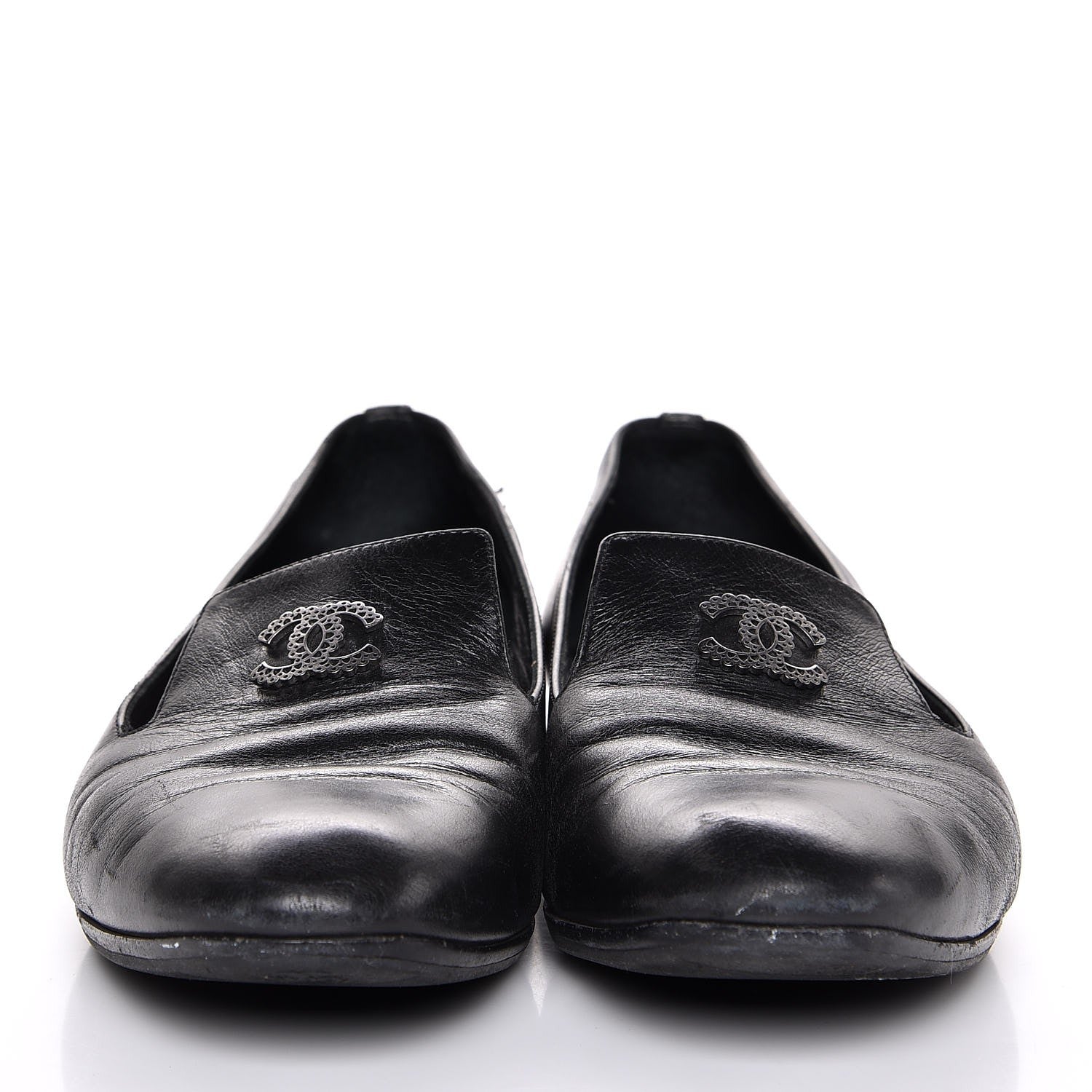 Chanel Calfskin CC Chain Loafers 38 Black 2 of 9