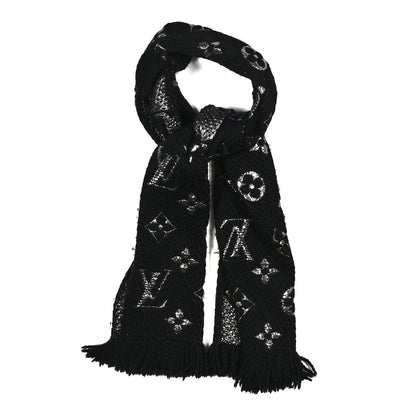 Louis Vuitton Wool Silk Logomania Shine Scarf Black 1 of 4