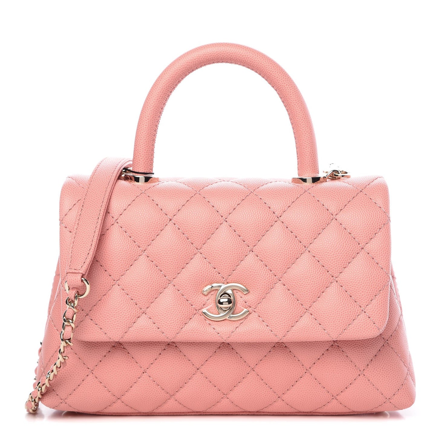 Caviar Quilted Mini Coco Handle Flap Pink