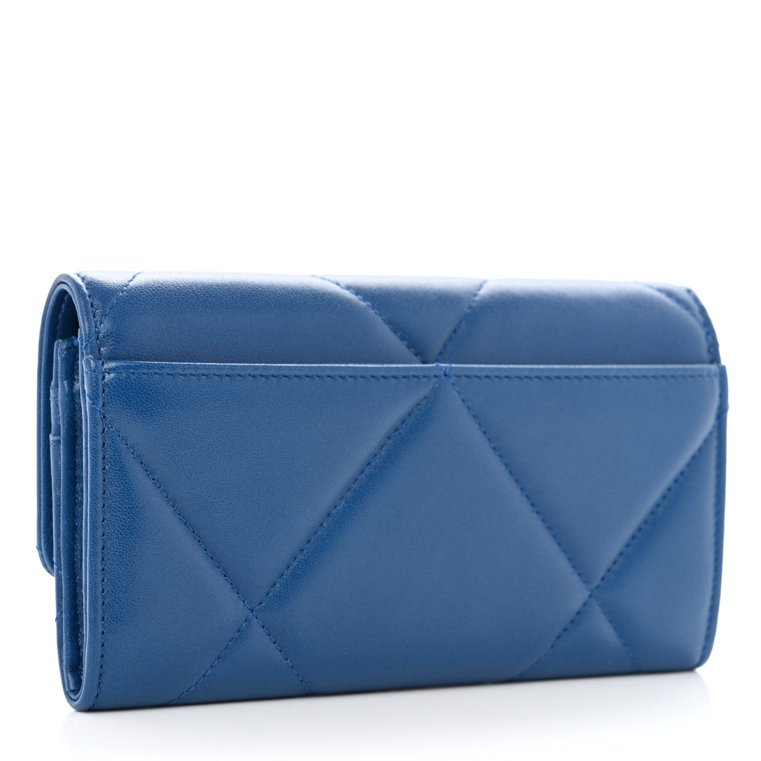 Chanel Goatskin Quilted Chanel 19 Flap Wallet Dark Blue 3 of 9
