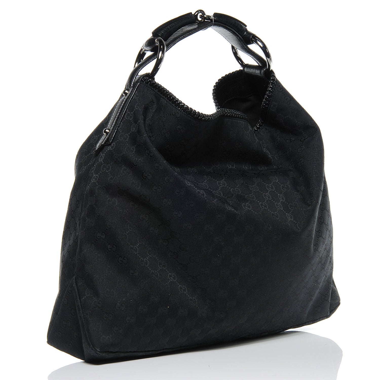 Gucci Monogram Large Horsebit Chain Hobo Black 3 of 7