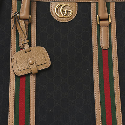 Gucci Monogram Textured Dollar Calfskin Web XL Bauletto Duffle Top Handle Bag Black Koi Beige 7 of 9