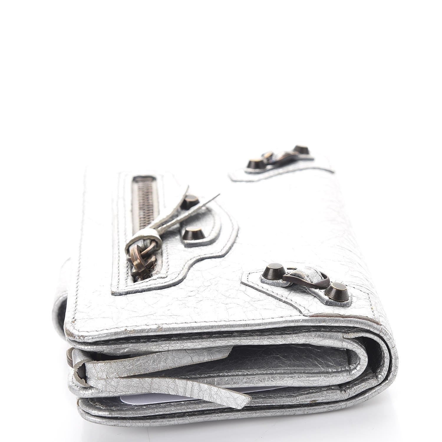 Balenciaga Agneau Classic Hardware Fold Wallet Gris Aluminum 10 of 11