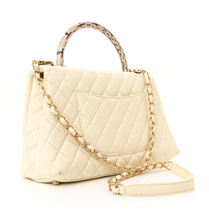 Chanel Caviar Elaphe Quilted Small Coco Handle Flap Ivory 3 of 13