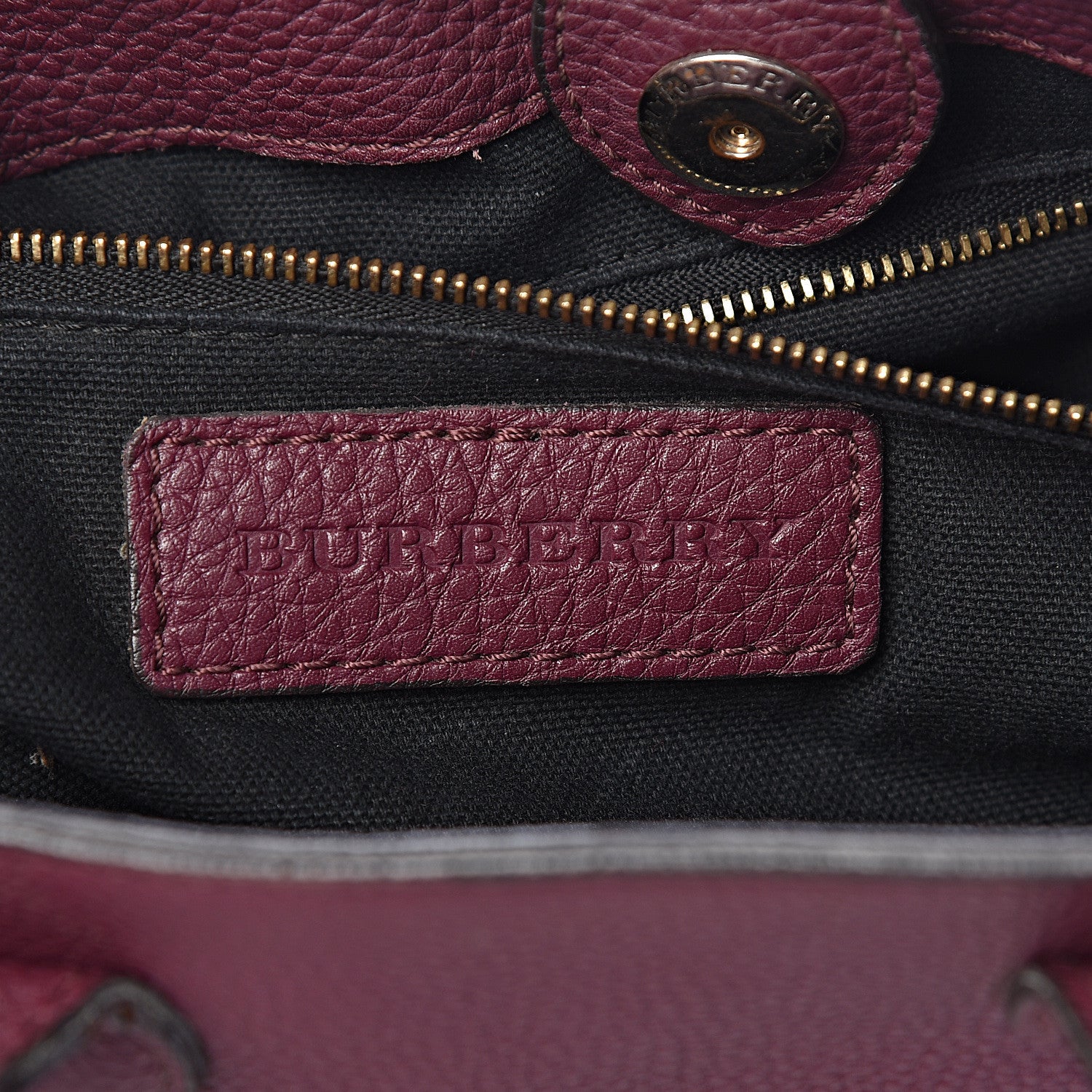 Burberry Grainy Calfskin House Check Small Banner Tote Elderberry 6 of 10