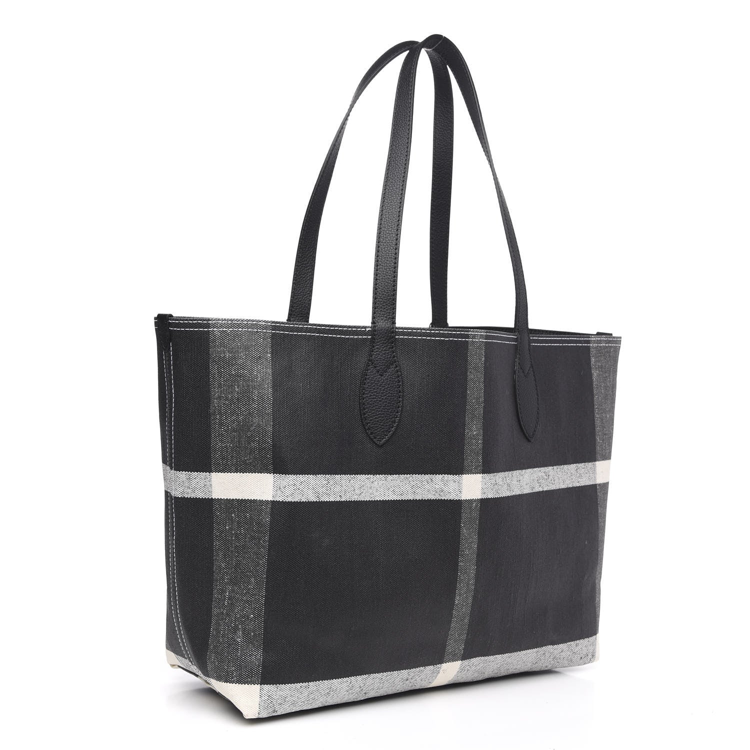Burberry Coated Canvas Mega Check Medium Doodle Tote Black White 5 of 9