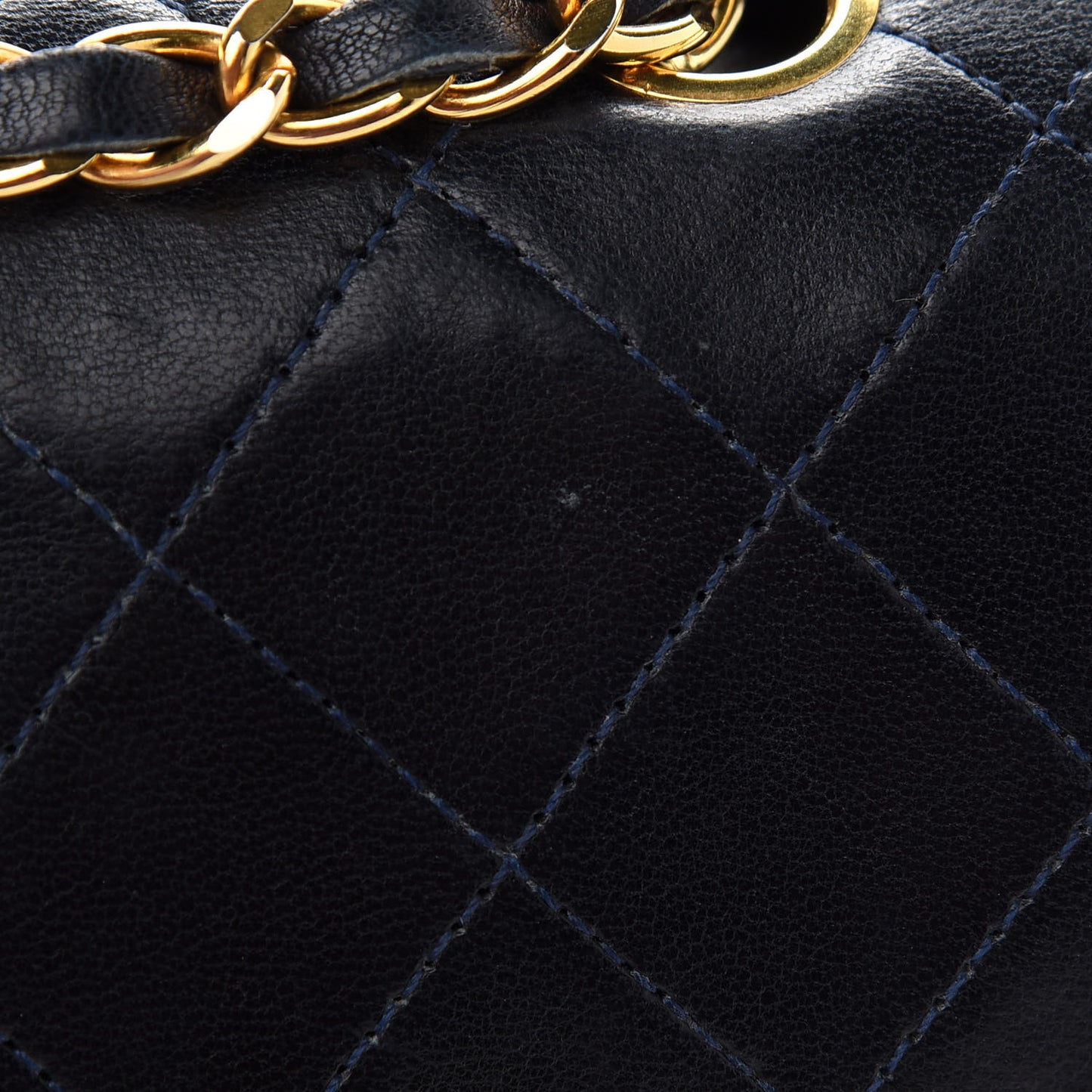 Lambskin Quilted Medium Double Flap Navy