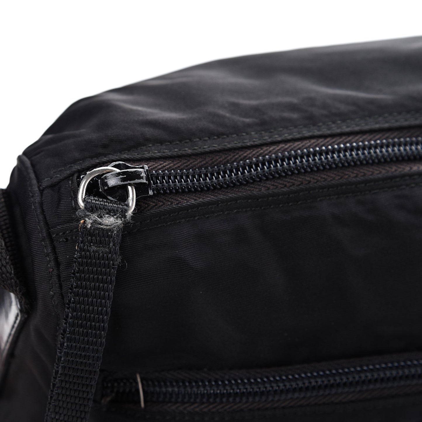 Nylon Flat Messenger Bag Black