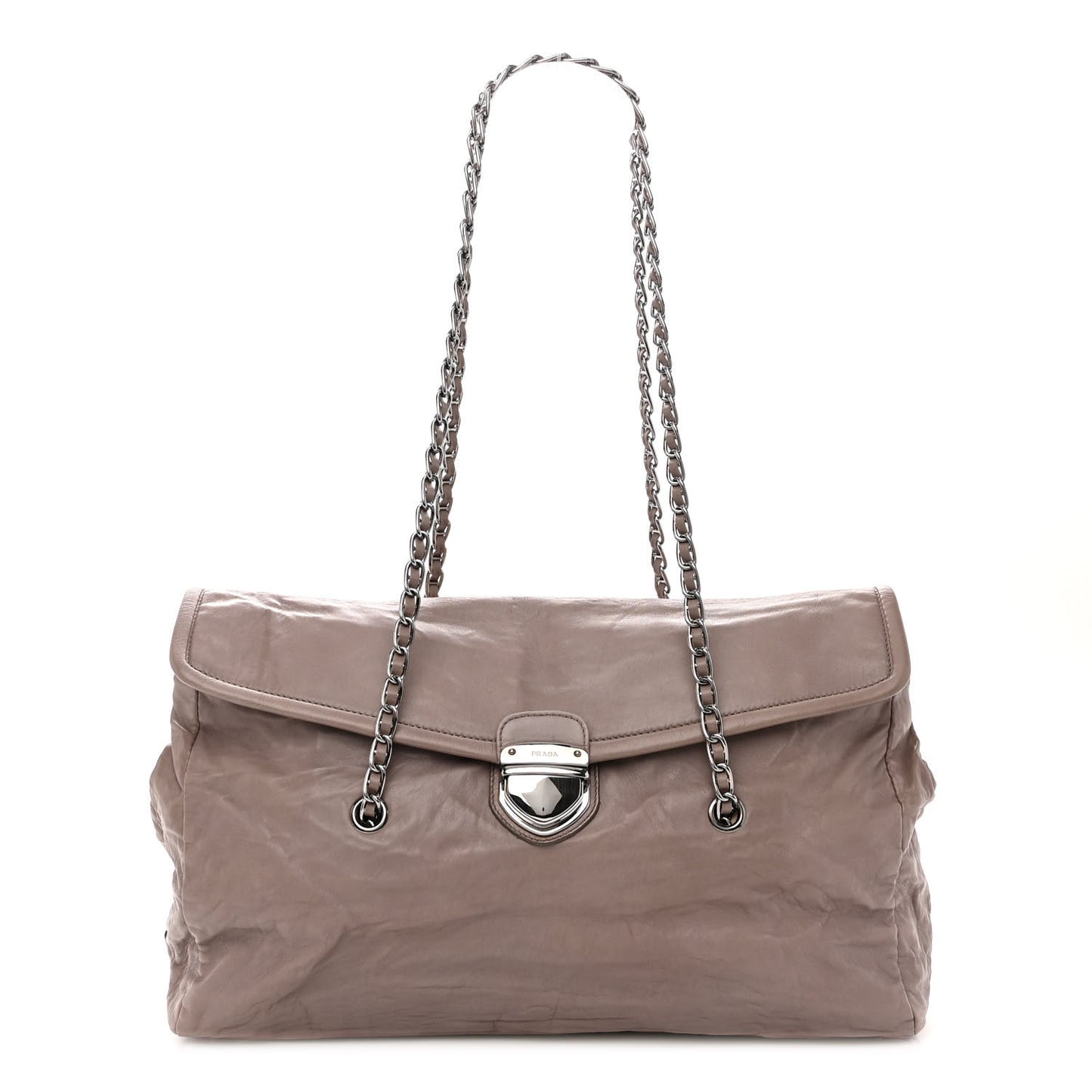 Royal Calf Easy Foldover Pushlock Chain Satchel Argilla