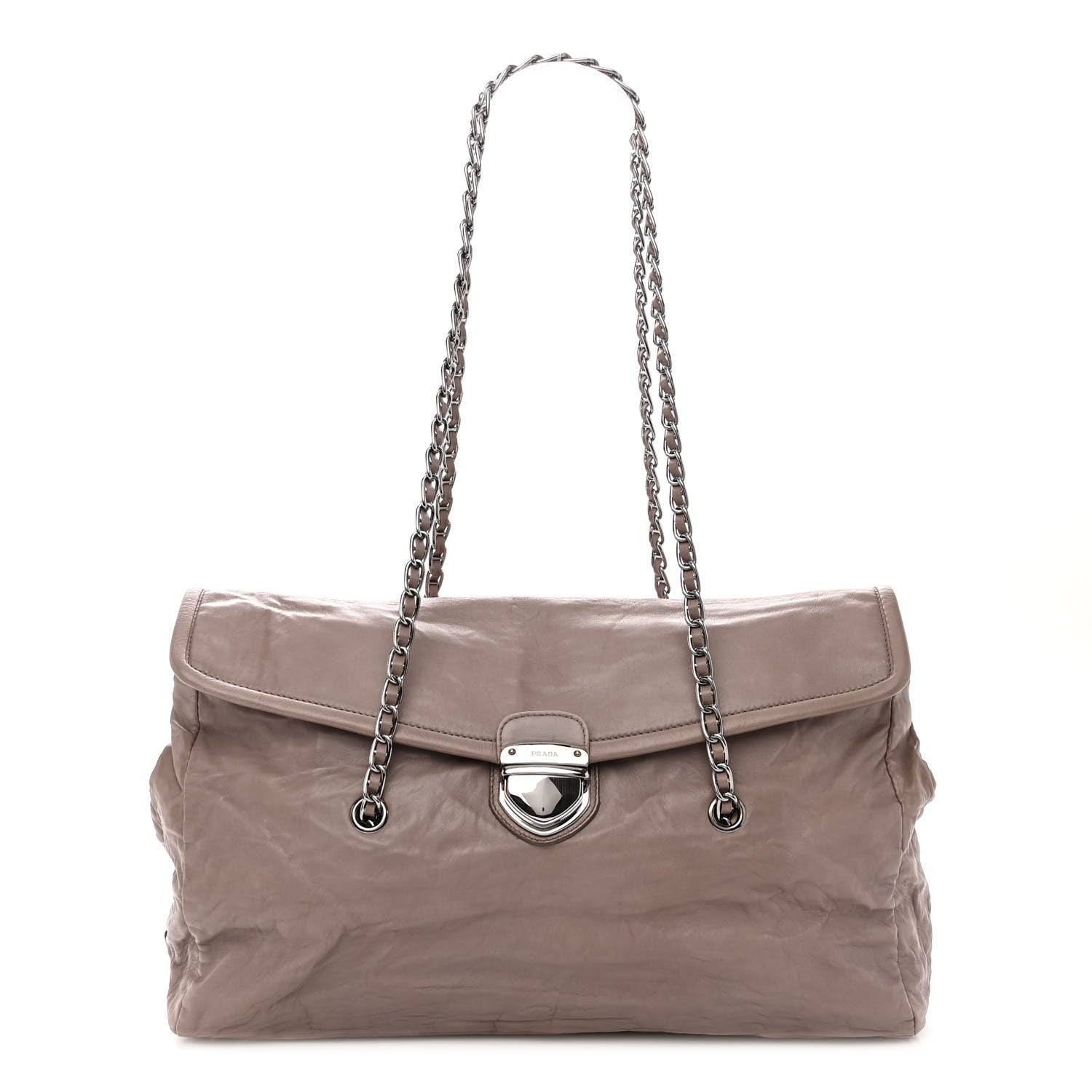 Prada Royal Calf Easy Foldover Pushlock Chain Satchel Argilla 1 of 9
