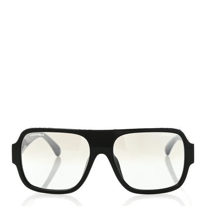 Chanel Acetate Crystal CC Shield Sunglasses 71431A Black Silver 2 of 8