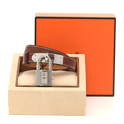Hermes Stainless Steel Barenia 20mm Kelly Cadena Double Tour Quartz Watch Fauve 4 of 4