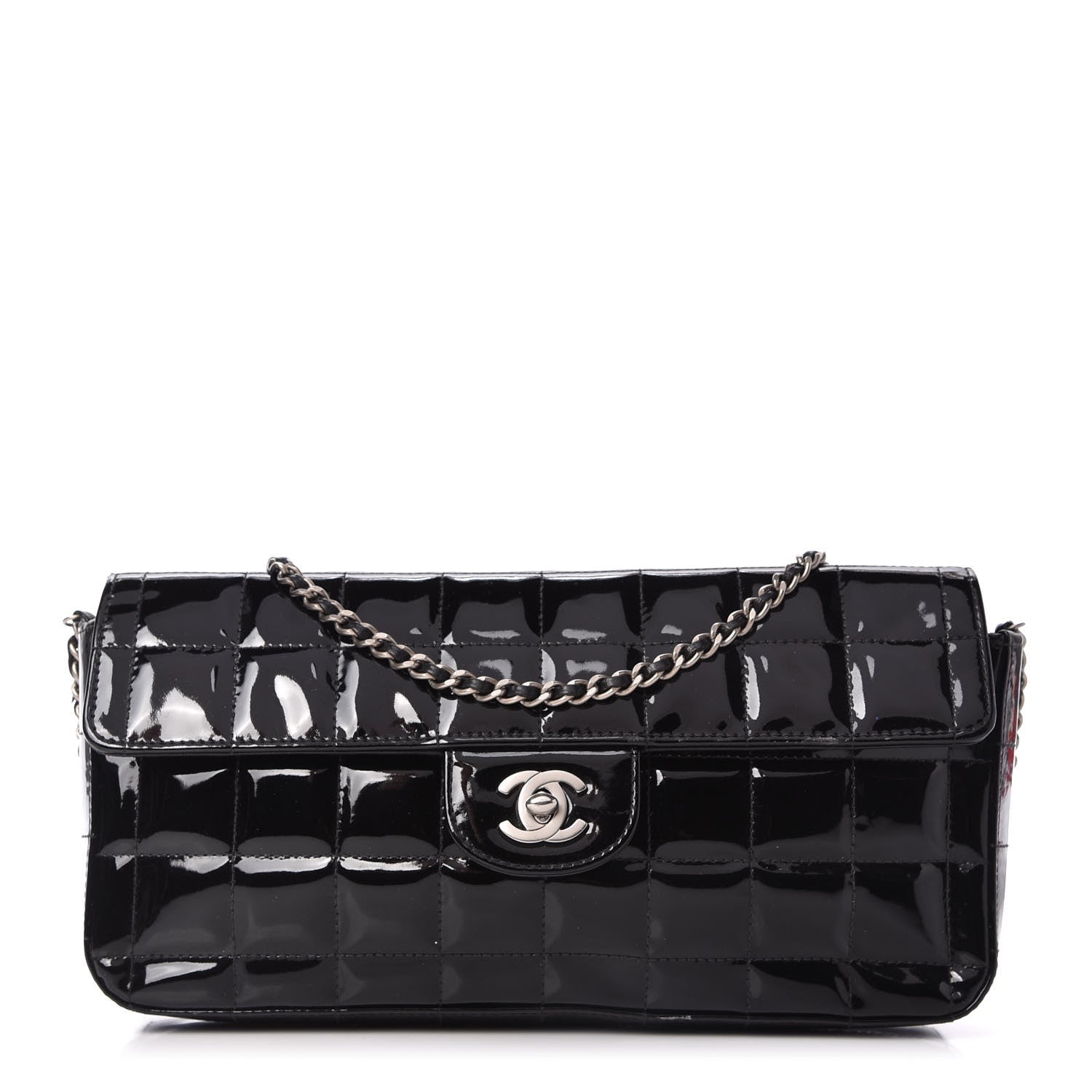 Chanel Patent Quilted East West Chocolate Bar Flap Black 1 of 10
