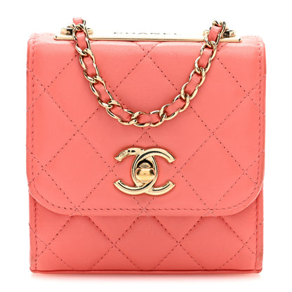 Chanel Lambskin Quilted Mini Trendy CC Clutch With Chain Coral Pink 1 of 10