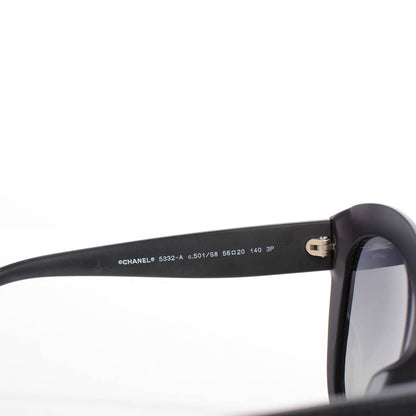 Chanel Tweed Effect CC Polarized Butterfly Signature Sunglasses 5332-A Black 4 of 6