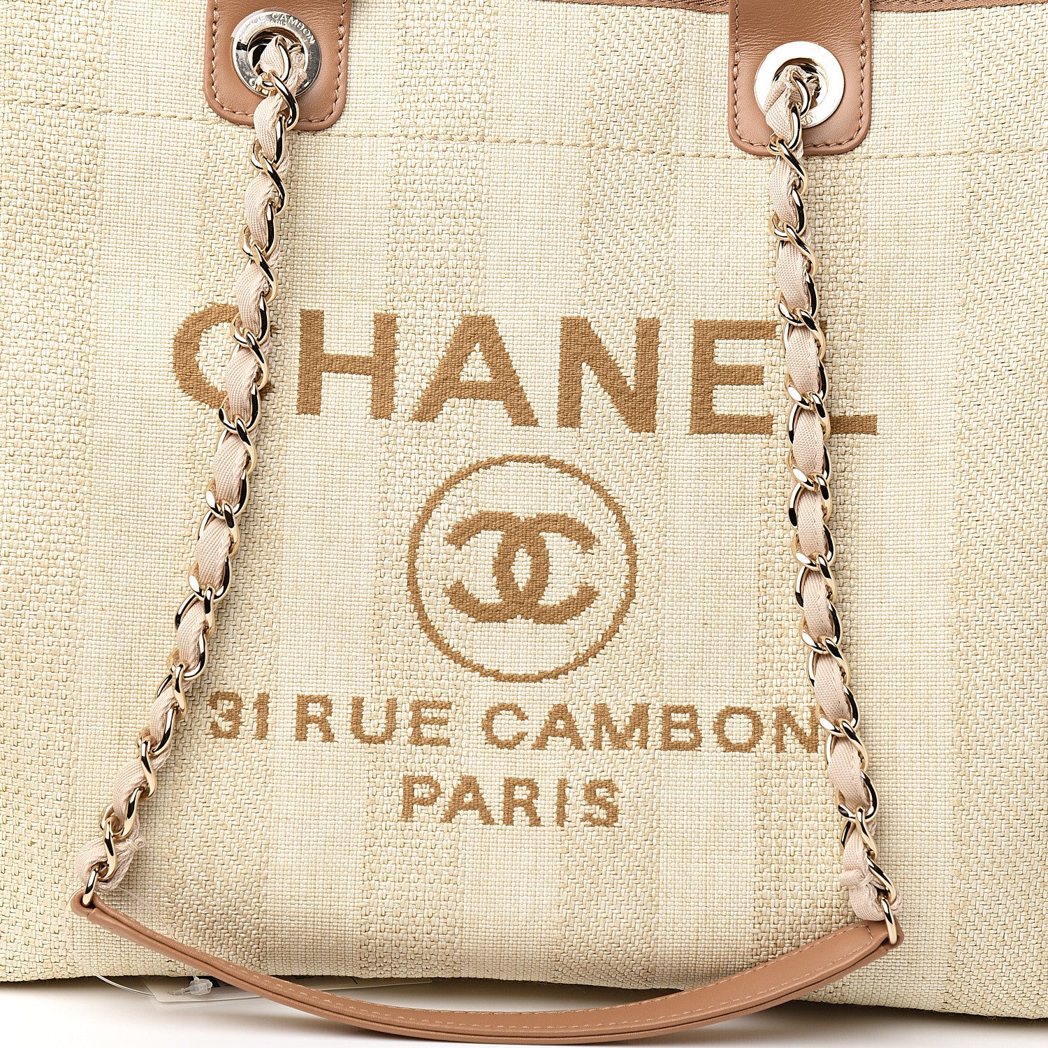 Chanel Mixed Fibers Striped Medium Deauville Tote Beige 9 of 9