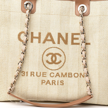 Chanel Mixed Fibers Striped Medium Deauville Tote Beige 9 of 9