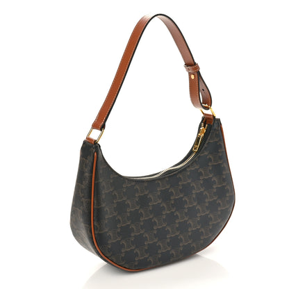 Celine Triomphe Canvas Calfskin Ava Shoulder Bag Tan 3 of 9